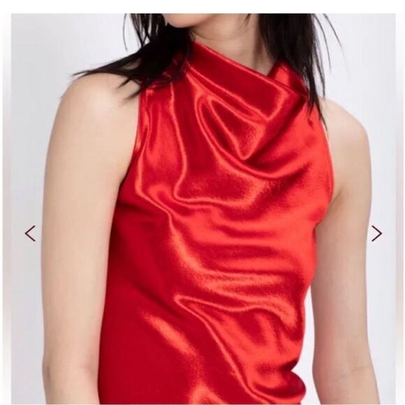 Sies Marjan Red Louma Satin Cowl Neck Tunic Top |Size 8 - Picture 3 of 10